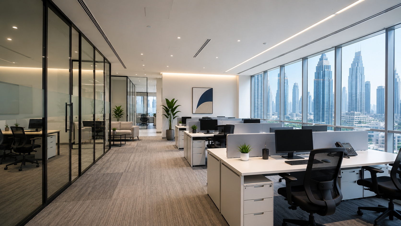 Modern office painting project in Dubai